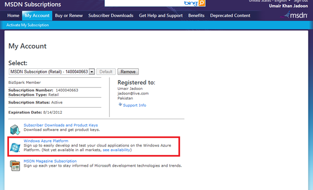 msdn subscriber page