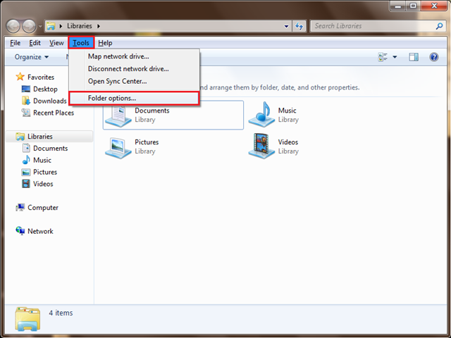 Dateierweiterungskabel in Windows 7