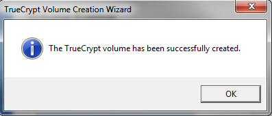 TrueCrypt Success Window